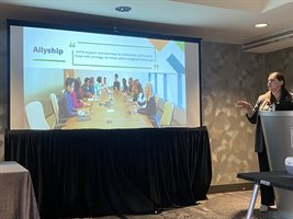 Emily Lawson-Bulten presenting about allyship &amp;lt;br&amp;gt;at the 2024 CoNECD Conference